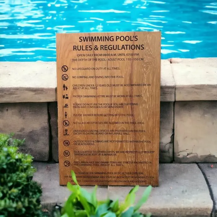 pool rules ป้ายไม้